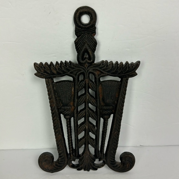 Vtg Griswold Grain Tassel Cast Iron Trivet #1903 broomstick primitive rustic USA - Picture 2 of 9